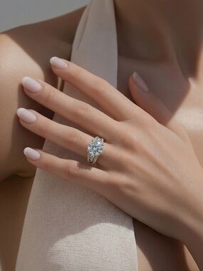 🆕 Piatella Women’s ring, 2 carat cut, accents , 14k gold plated  setti…